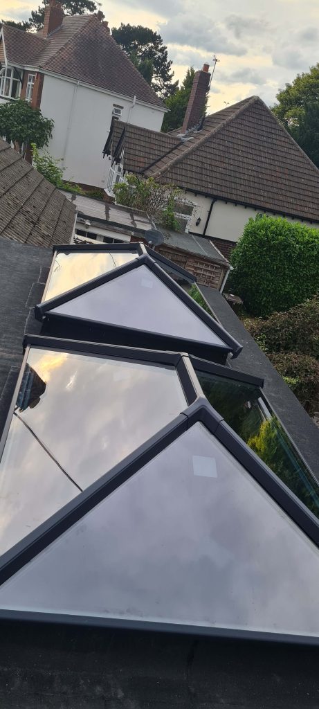 Modern roof lantern installation on flat roof in Staffordshire